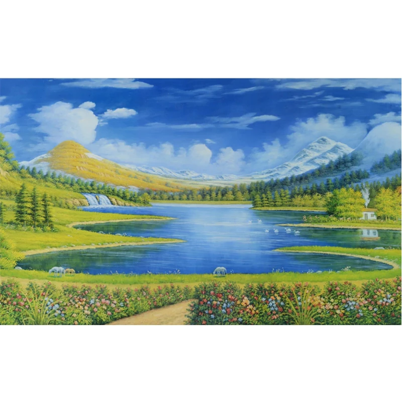 

Natural Wall Mural Beauty Hand-painted Qinghai Oil Painting Art 3d Wallpaper Home Decoration