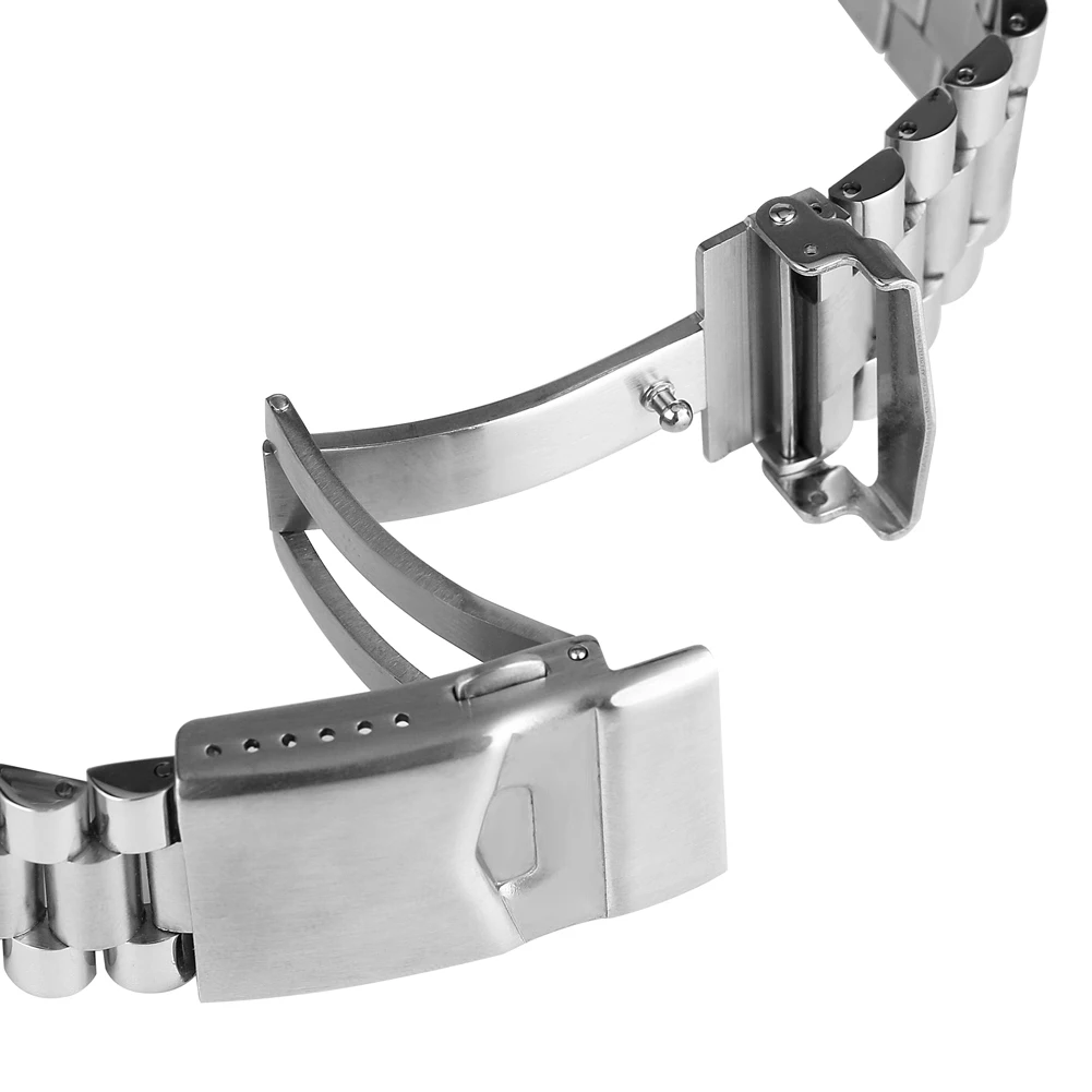 

22mm Black Watches Band Stainless Steel Circle Watches Strap Stable Folding Clasp with Safety Wristwatch Band