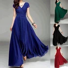 Однотонное элегантное женское платье 2021, свадебное вечернее платье с V-образным вырезом и коротким рукавом, серебристое Макси-платье, сексуальное женское платье