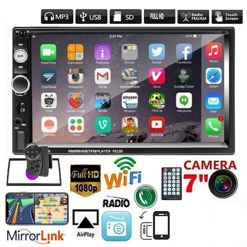 

Автомобильный MP5-плеер Handsfree, 7-дюймовый сенсорный экран, мультимедийные видеоплееры, bluetooth-Совместимость с пультом дистанционного управления