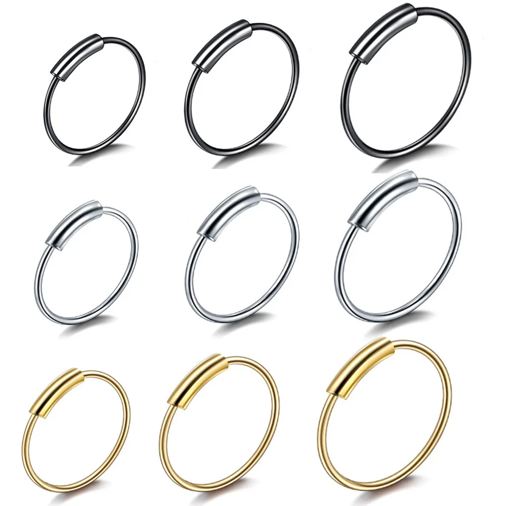 

invisible opening circle nose ring round opening adjustable nose ring European and American trend titanium steel nose studs