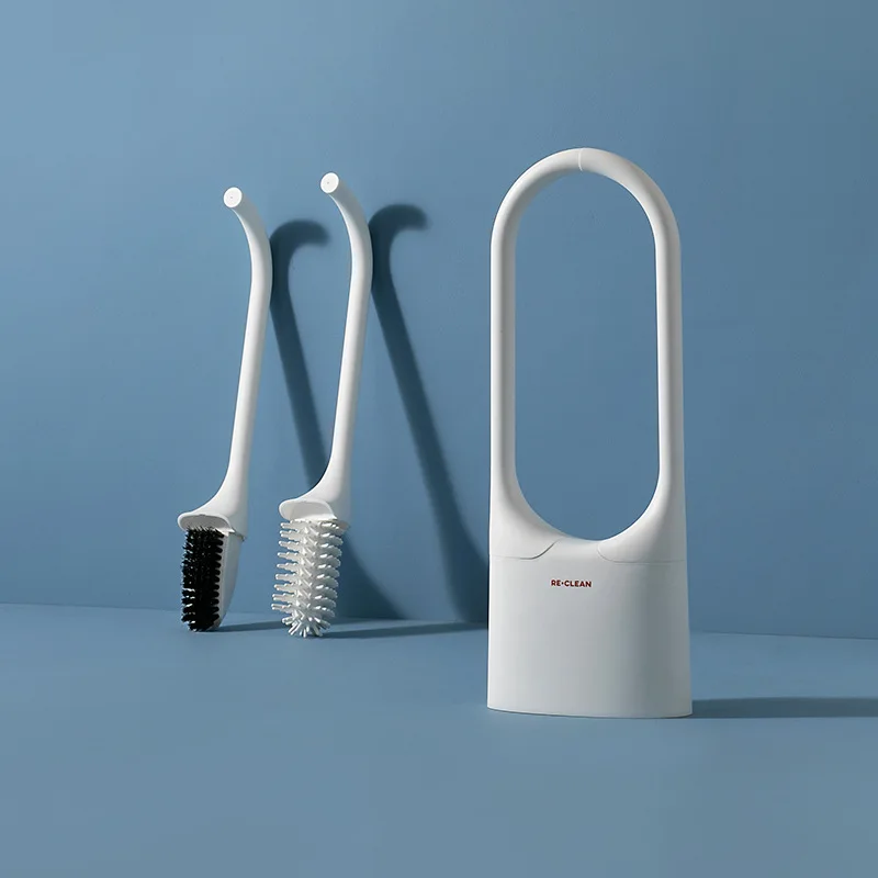 

Silicone Toilet Brush Wall-Mounted or Floor-Standing TPR Nylon Brush Toilet Double Brush Head Bathroom Accessories Sets