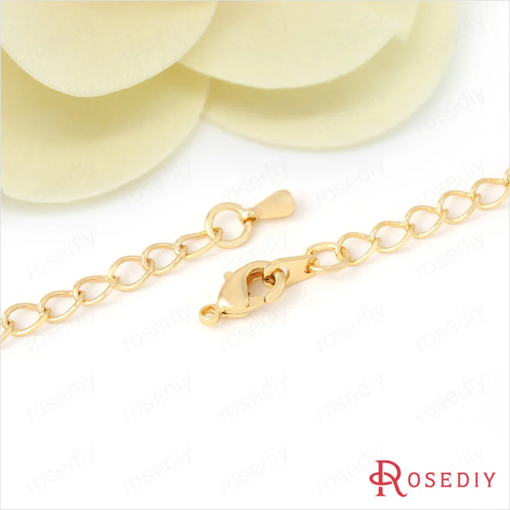 (D087) Латунная цепочка удлинитель длиной 50 мм 24 К цвета шампанского|extender chain|chain with