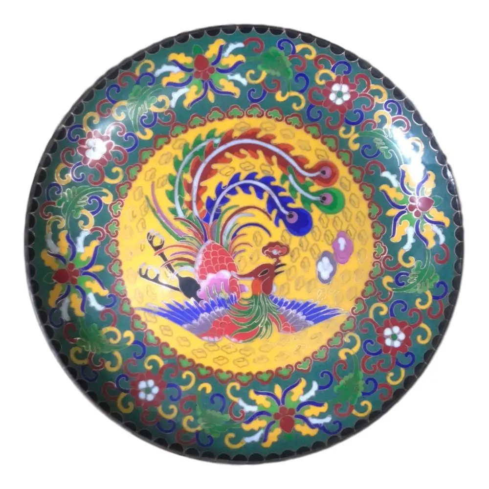 

LaoJunLu Pure Copper Cloisonne Phoenix Plate Imitation antique bronze masterpiece collection of solitary Chinese traditional