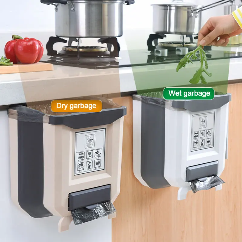 Складная мусорная корзина для кухни и автомобиля настенная кухонный шкаф