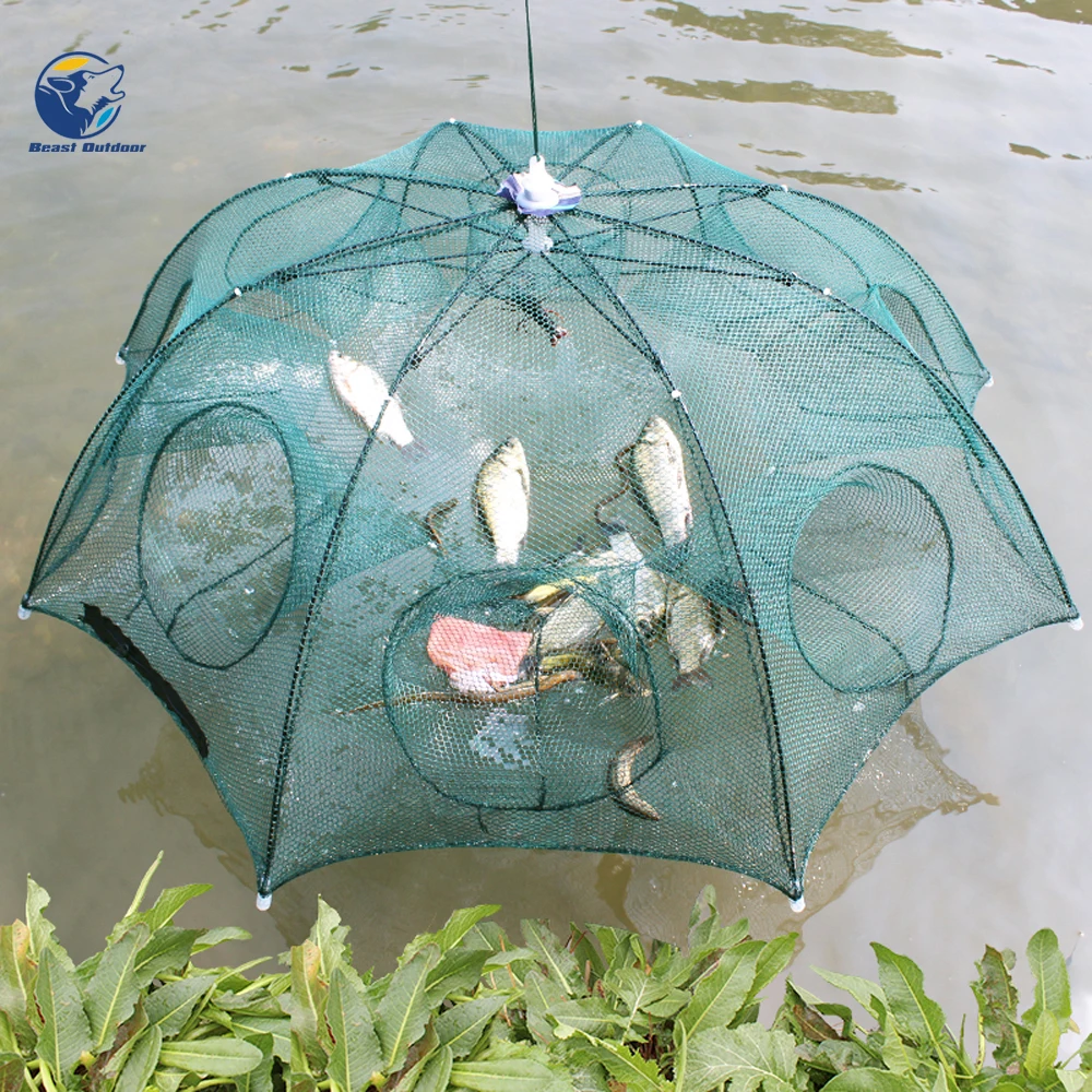 Складная портативная рыболовная сеть с 4 20 отверстиями для забрасывания раков