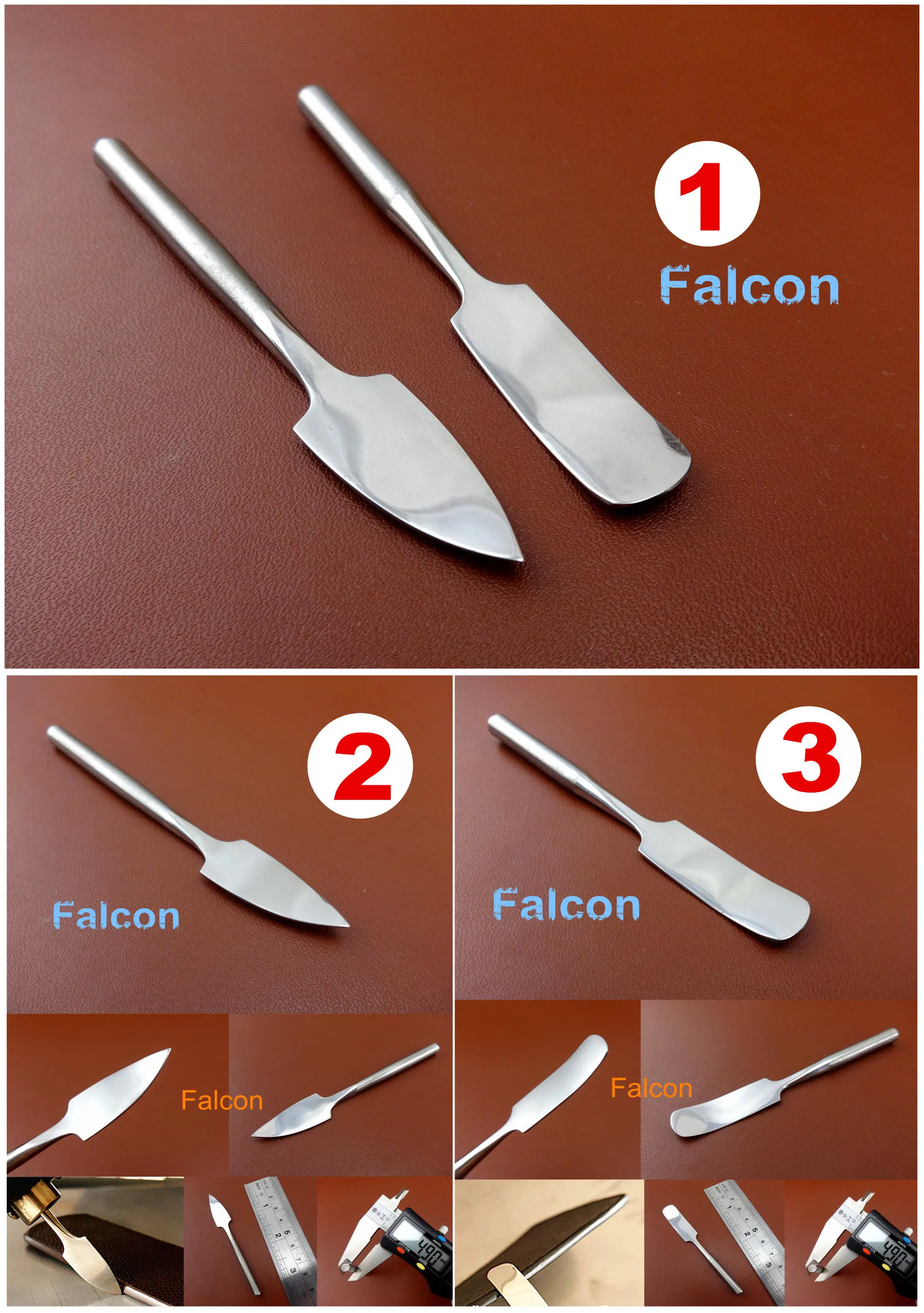 3 вида нержавеющая сталь кожа края сгиб блестящие заусенцы масляная шпатель для