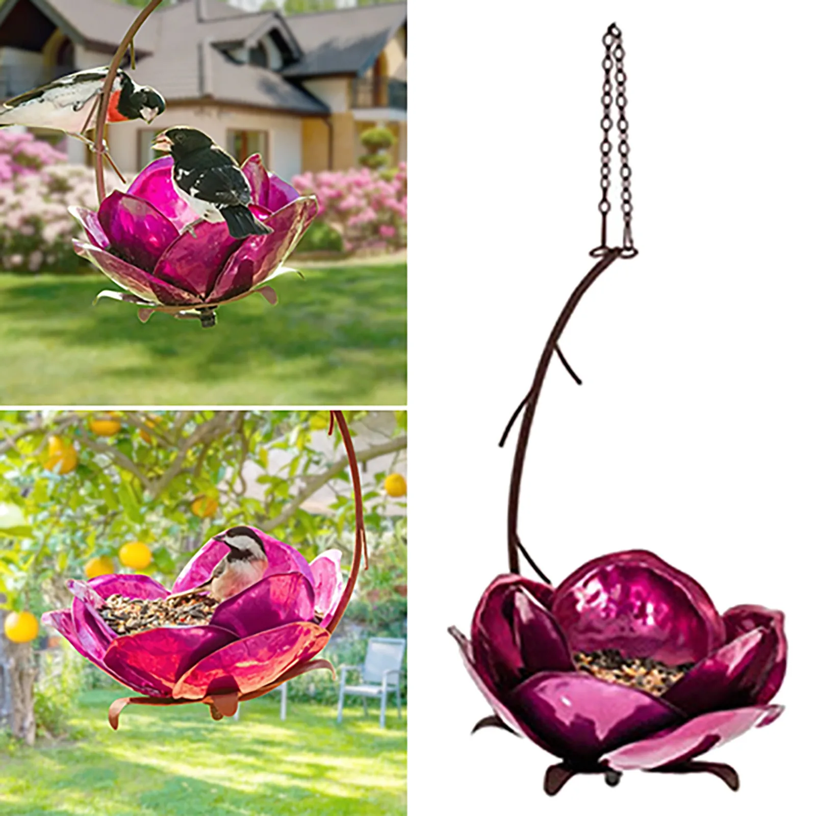 

Bird Feeder Hanging Metal Flower Bird Feeder Garden Decoration Outdoor Pole Art Feeder Cage For Birds Birdhouses For Outside #Z