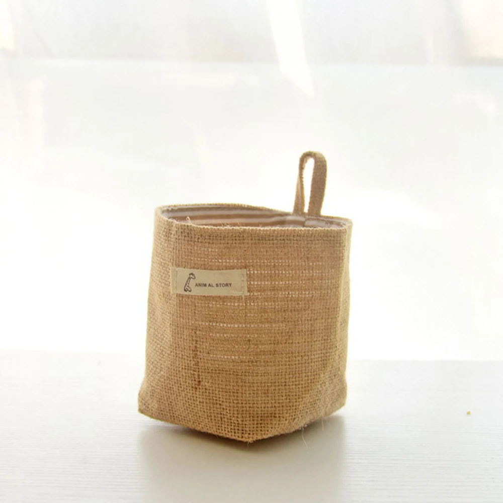 Джутовая настенная многофункциональная корзина для хранения подвесная сумка