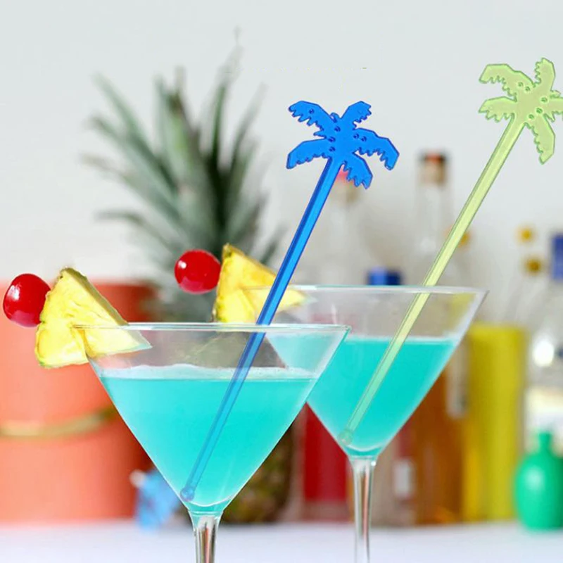 

50pcs NEW Creative Coconut Tree Cocktail Swizzle Sticks Drink Stirrer Coffee Muddler Puddler Drink/wine Decor Bar Tools