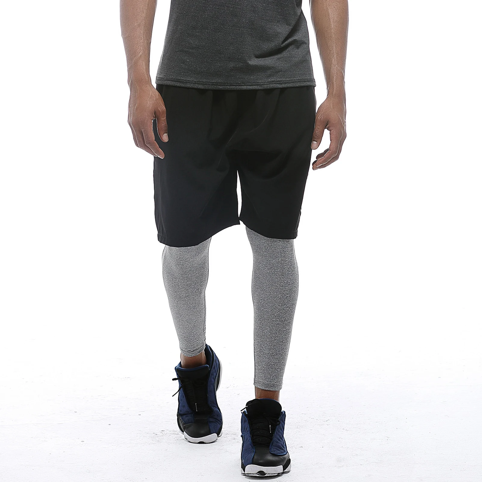 

Мужские шорты для бега, быстросохнущие дышащие спортивные шорты с эластичной резинкой на талии и карманами на молнии, свободные баскетболь...