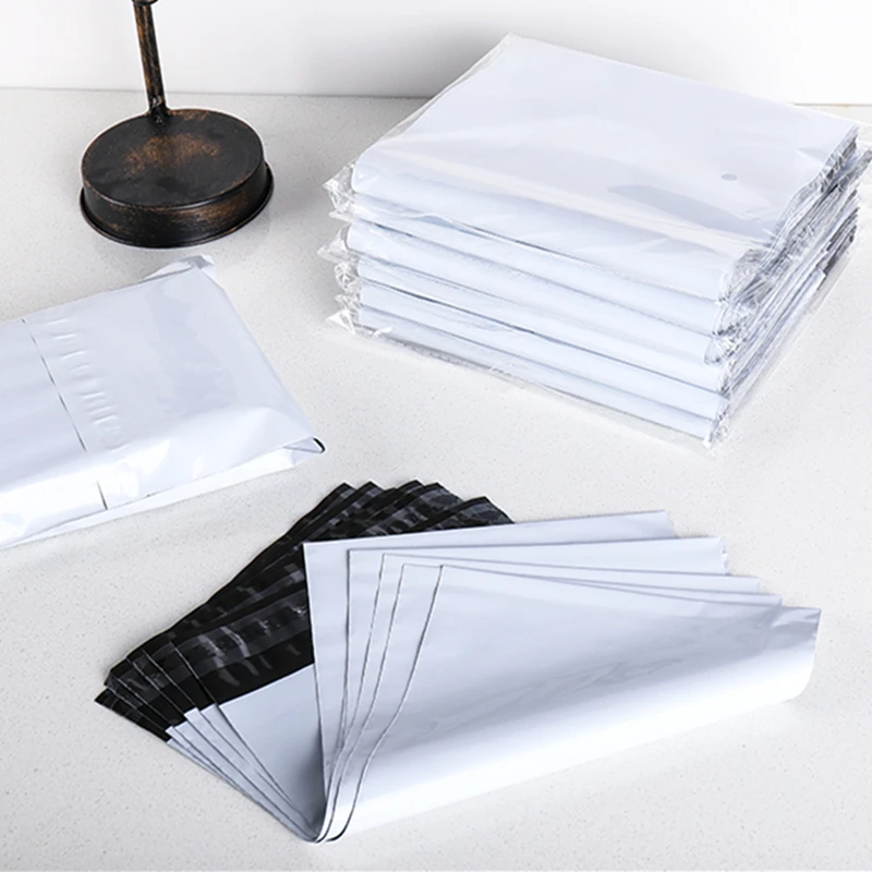 50 шт. Пользовательский логотип печать белые высококачественные курьерские Сумки