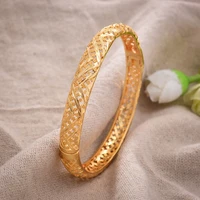 24k 1pcslot african gold color shiny bangles for women girls dubai circle bracelet jewelry ethiopian bride wedding jewerly gift