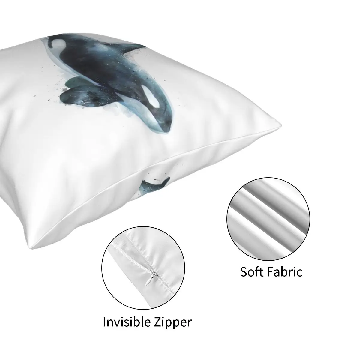 

Orca Square Pillowcase Polyester Creative Zip Decorative Throw Pillow Case Home Cushion Cover 45*45cm