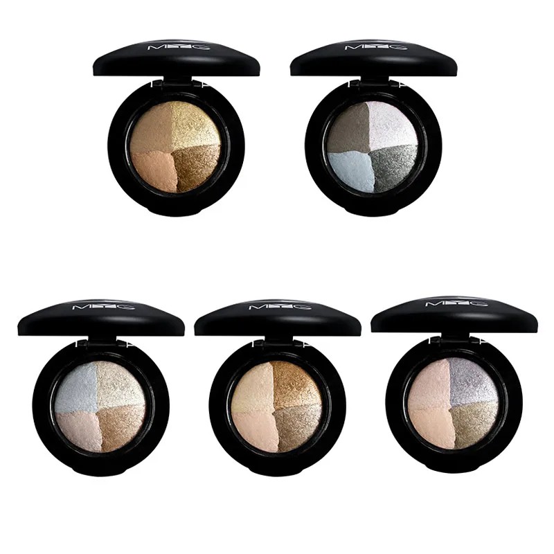 Палетка теней для век MYG 4 цветов запеченные Пудровые Тени блестящая Натуральная