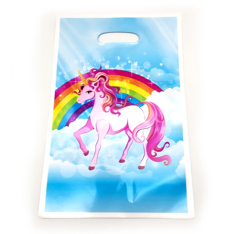 

10pcs/lot Unicorn Theme Loot Bag Kids Girls Favors Happy Baby Shower Candy Gifts Bags Birthday Events Party Decorations Supplies