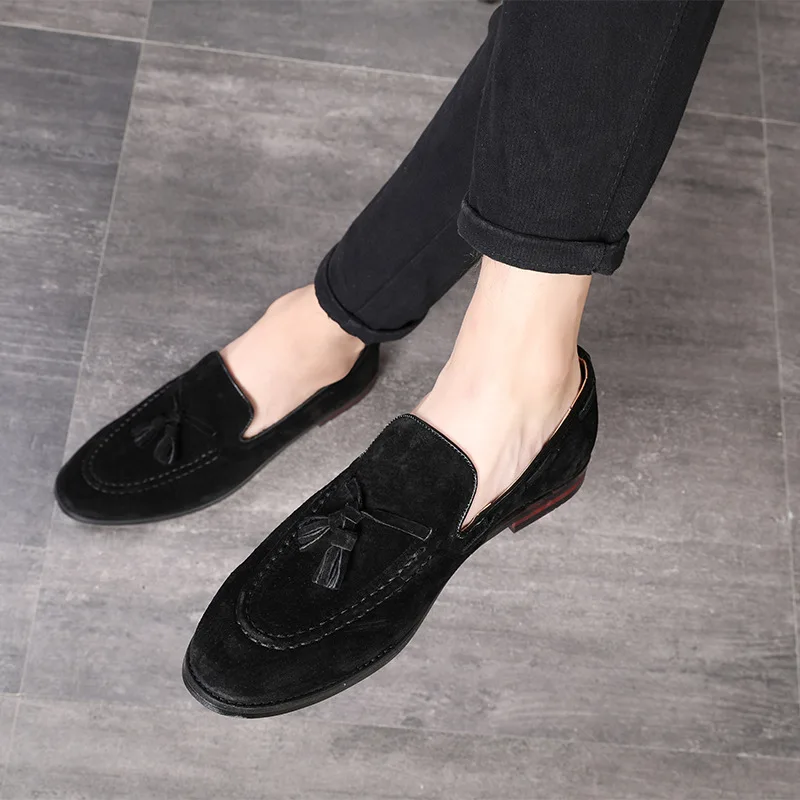 2023 Designer Casual Shoes Genuine Leather Cow Suede Tassel Men Loafers Luxury Brand Slip On Dress Shoes Oxfords Shoes For Man images - 6