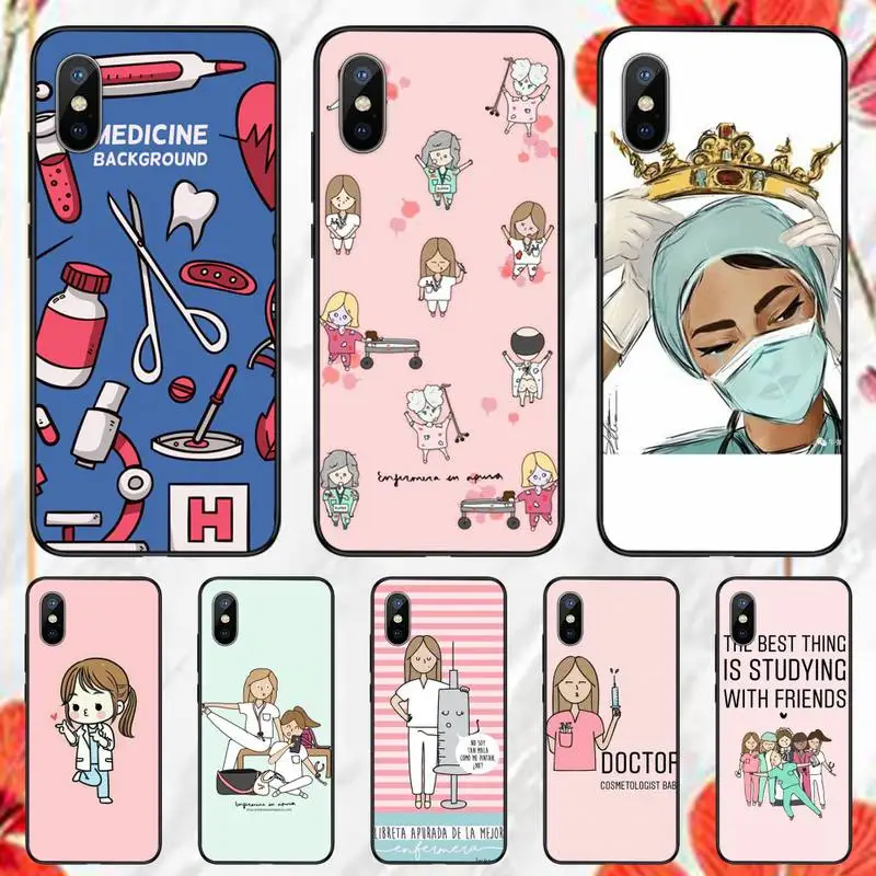 

Spain Cartoon Medicine Doctor Nurse fashion Phone Case for iPhone 11 12 pro XS MAX 8 7 6 6S Plus X 5S SE 2020 XR mini Funda
