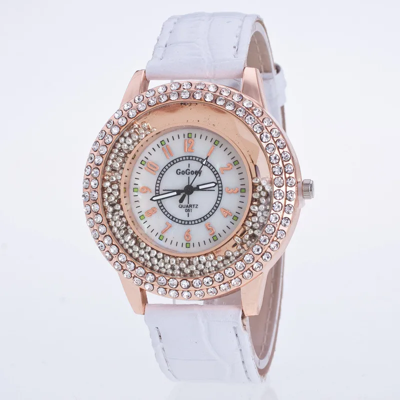 

Crystal Rhinestone Brand PU Leather Watches Women Dress Clock Ladies Gifts Quartz Wristwatches Watch Reloj for Girls Fashion