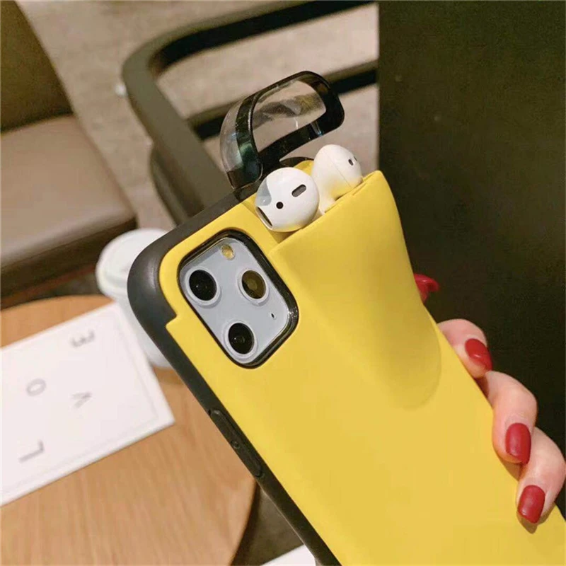 2 в 1 силиконовый чехол для телефона для iPhone 11 Pro Max Xs Max Xr X 10 8 7 Plus с держателем AirPods чехол для телефона AirPods Прямая поставка
