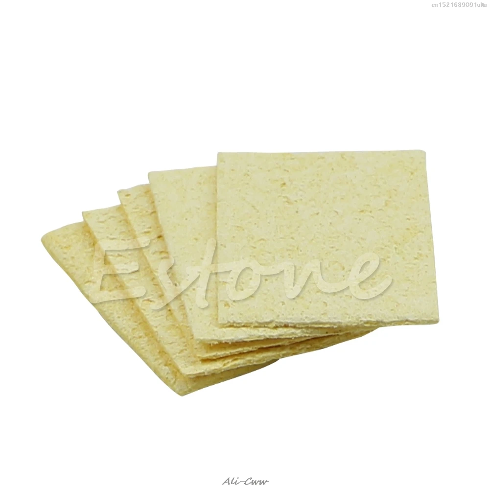 

2018 NEW Soldering Iron Solder Tip Welding Cleaning Sponge Pads Yellow 5PCS/SET