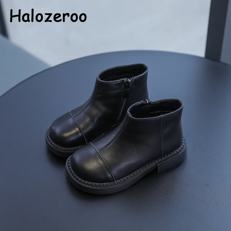 

New Autumn Kids Fashion Boots Children Black Brand Shoes Baby Girls Soft Genuine Leather Boots Ankle Dress Shoes Princess Boots