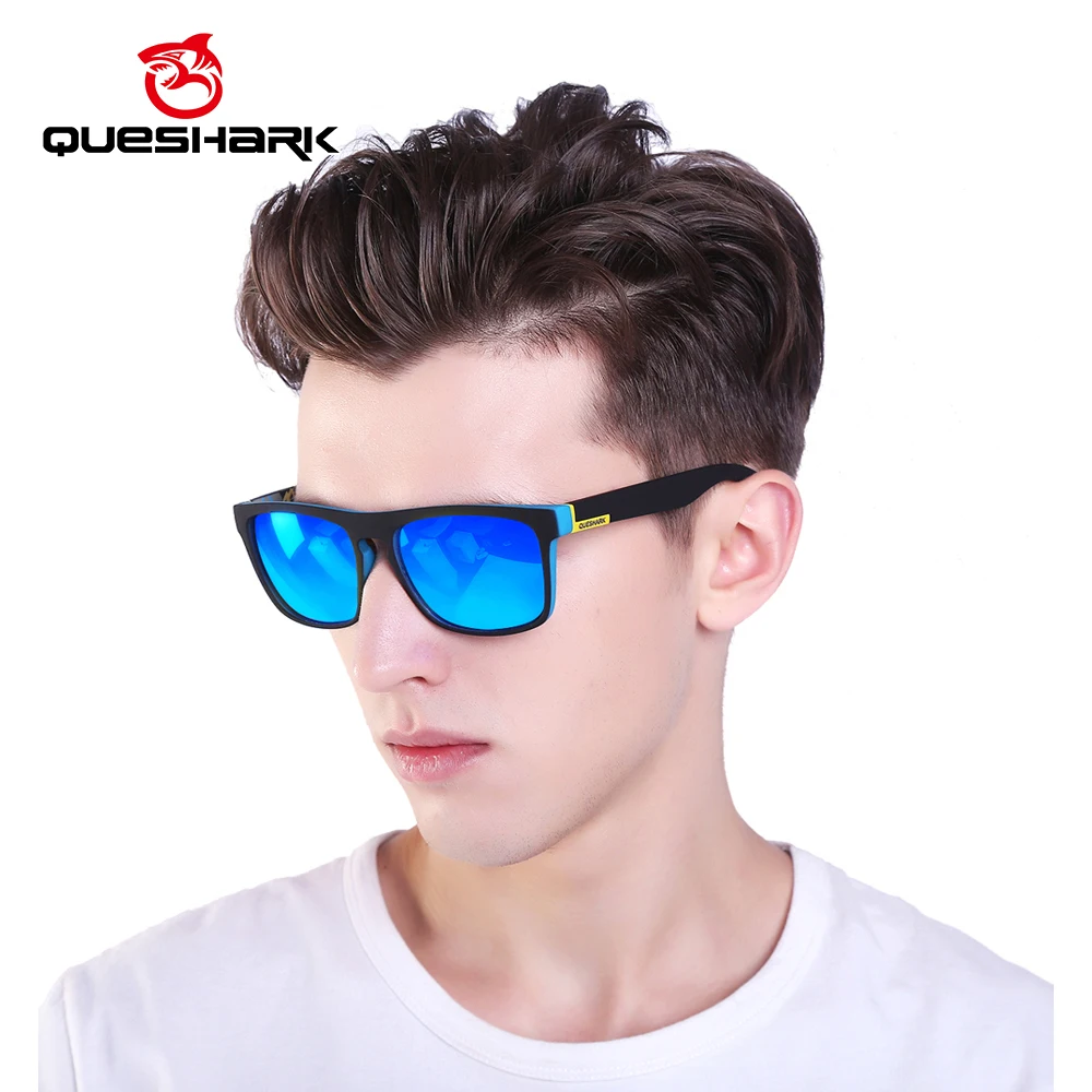 QUESHARK, поляризационные спортивные очки, очки для вождения, оттенки для мужчин и женщин, квадратные солнцезащитные очки, классический дизайн, зеркальные очки