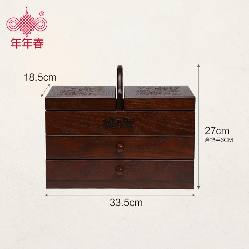 

Spring wood Vintage Sewing Box large storage box desktop storage box drawer type
