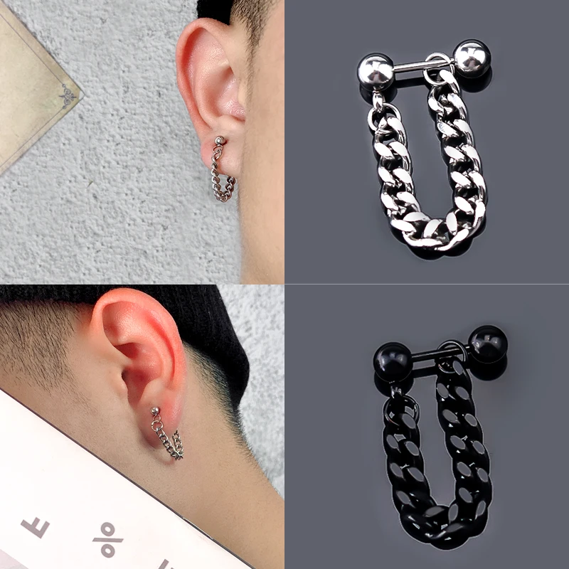 

Chain Earrings Double Hole Stud Earrings Paired Things Black Earrings For Children Hoops For Man Women's Earrings Jewelry Store