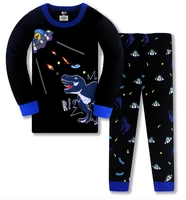 long sleeve pajamas sets for children cotton printed with dinosaur or plane kids sleepwear toddler kids clothes suit 3t 8t