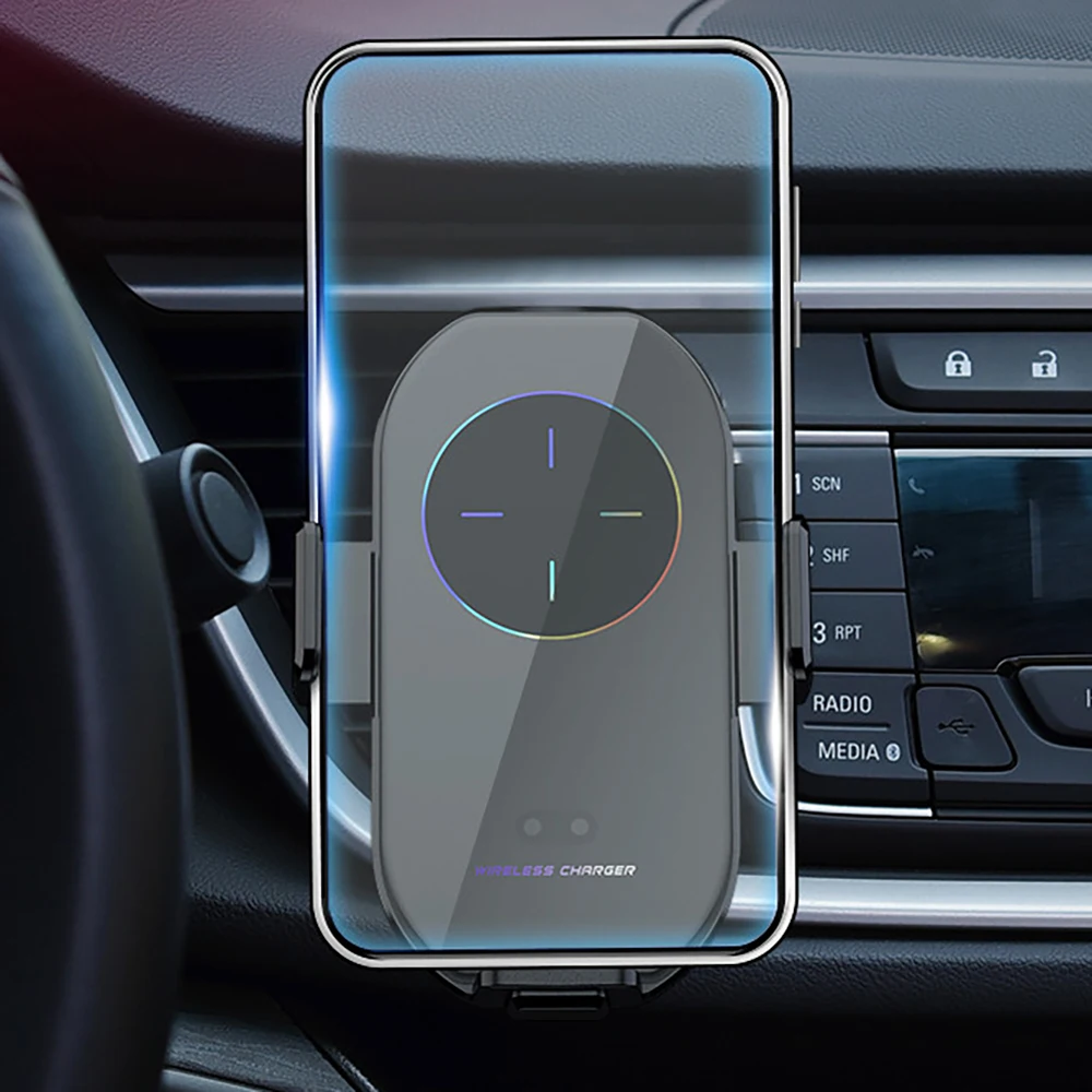 

New Car 15W Wireless Qi Charger Bracket Infrared Induction Automatic Clamping Phone Holder Air Vent Mount For Samsung Iphone 13
