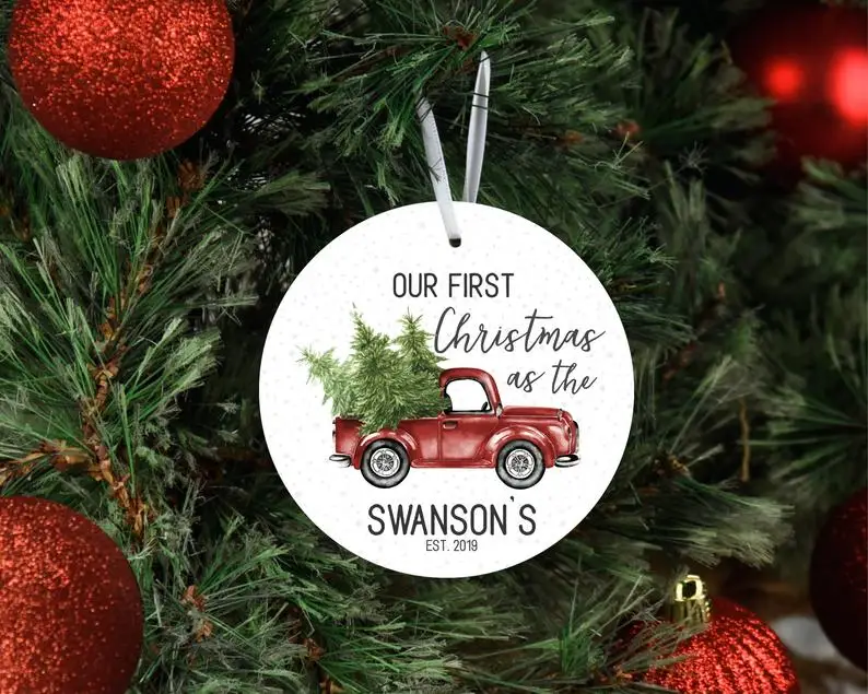 

Personalized Christmas Tree Ornament First Christmas Married Ornament Customized Mr & Mrs Ornament Wedding Gifts for New Couple