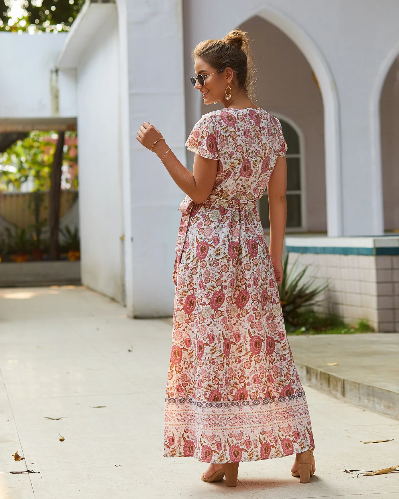 

Vacation Print Long Dress sexy Summer Dress Casual 2021 Women Fashion Clothing Summer Butterfly Sleeve Plus Size M