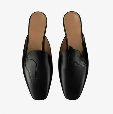 Дизайнерские шлёпанцы Цвет черный белый женская обувь на плоской подошве с