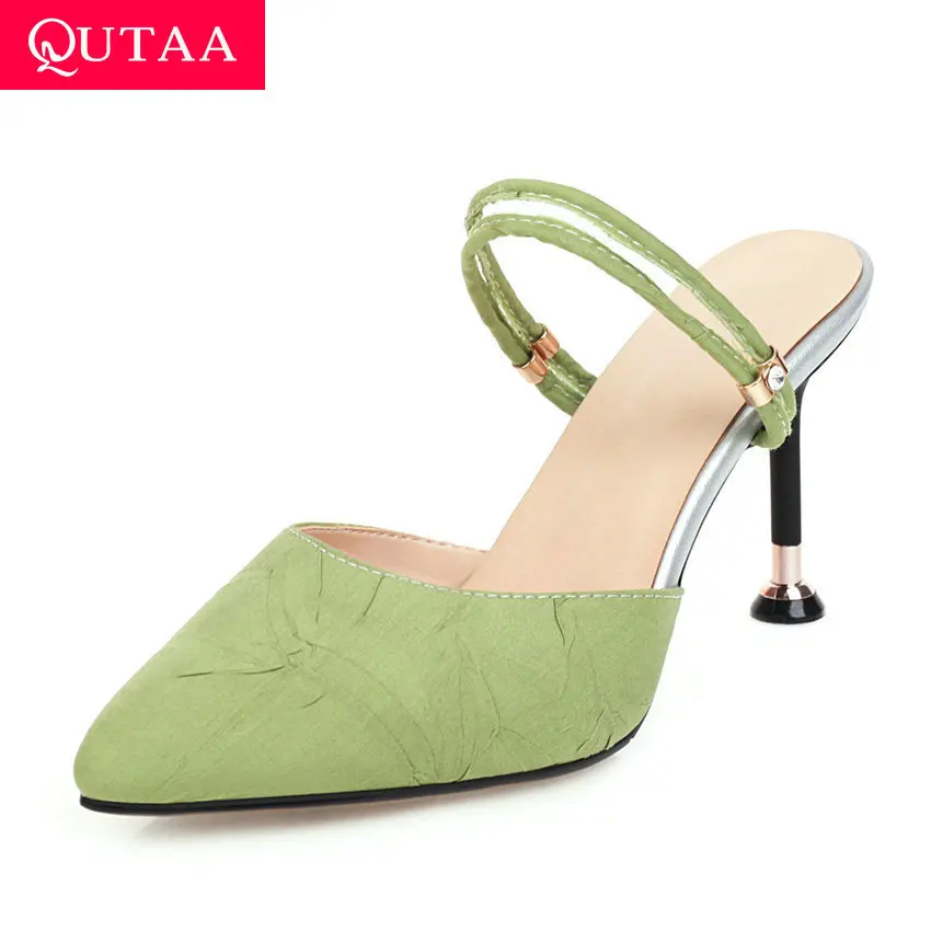 Женские туфли-лодочки QUTAA летние туфли из гофрированной ткани без шнуровки с