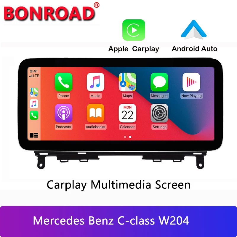 

Bonroad беспроводной Автомобильный мультимедийный экран Apple CarPlay для головного устройства Mercedes Benz C class W204 2008-2018