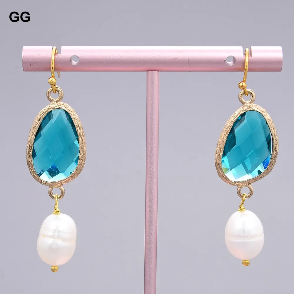 Серьги GG Jewelry с натуральным белым жемчугом зелеными красными синими аквабелыми