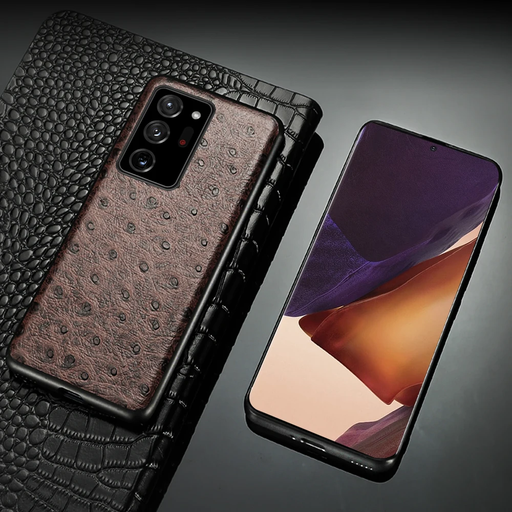LANGSIDI Leather case For Samsung Galaxy note 20 ultra 10 plus S22 s20 ultra s20fe S21 a32 a52 a71 s10 lite Ostrich thin covers