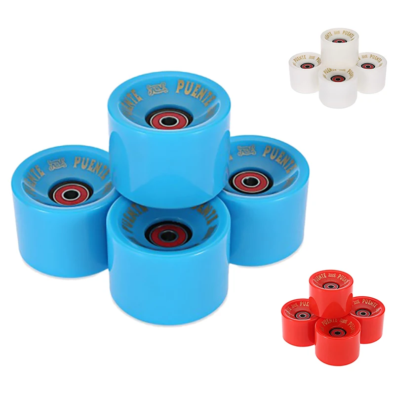 

PUENTE 4Pcs Cruiser Skateboard Wheels PU Wheels Long Board Cruiser Wheels with ABEC-9 Bearings