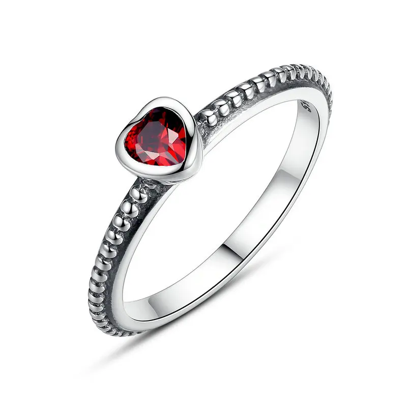 CodeMonkey Hot Sale 925 Sterling Color Love Heart Ring Stackable Ring with Purple Zircon for Women Wedding Jewelry R034