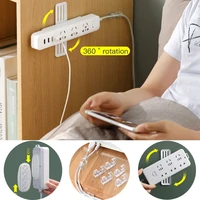 wall mounted sticker punch free self adhesive power strip holder socket wire cable fixer organizer for kitchen home and office