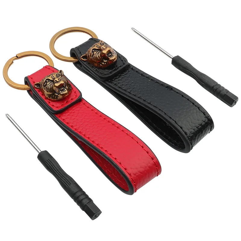 Кожаный брендовый Роскошный дизайнерский брелок с головой тигра Золотой