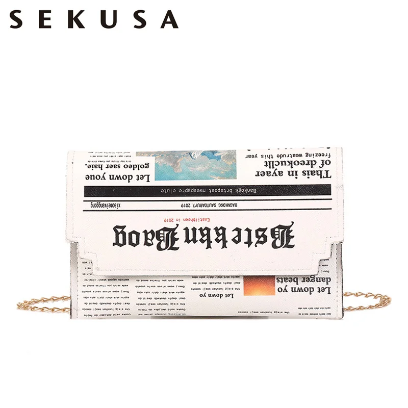 Сумка-мессенджер с принтом газет для женщин Повседневная Сумка-конверт клапаном