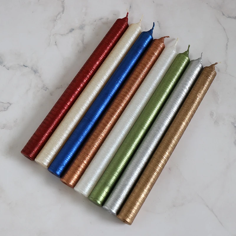 

Decorative Candles Metallic Brushed Artistic Taper Paraffin Candles Romantic Wedding Birthday Deco Bougie Decoration Home Decor