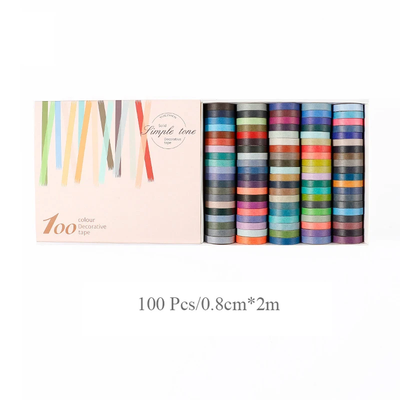 

60/100 Pcs Solid Color Washi Tape Set Cute Rainbow Masking Tape Decorative Adhesive Tape Sticker Scrapbooking Journal Stationery