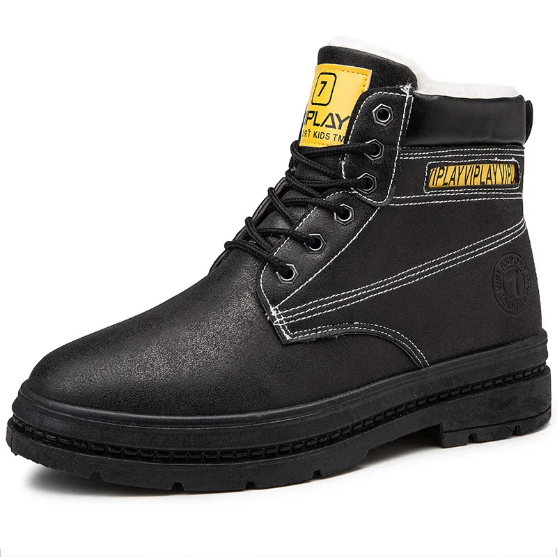 39 44 Мужские Зимние удобные ботинки 2019 теплая Нескользящая зимняя мужская обувь #