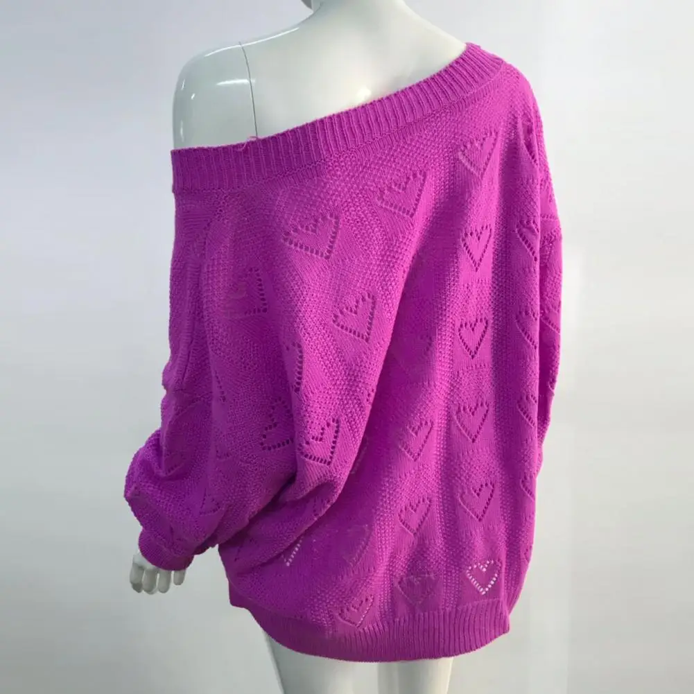

Women Sweater Autumn Spring Sweater Heart Pattern Knit Pullover Oversize Sweater Women Soft Cute Long Sleeve Knitwear Pullovers