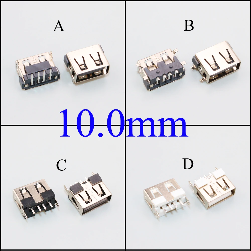 

USB-адаптер YuXi 2,0, гнездо DIP 4 фута, 10,0 мм, высокий 4-контактный с полями RoHS/безграничный вертикальный белый/черный