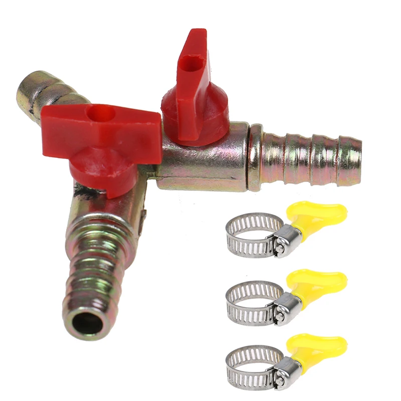

Y Type 3 Way Shut Off Ball Valve With Clamp Fitting Hose Barb Fuel Gas 8MM