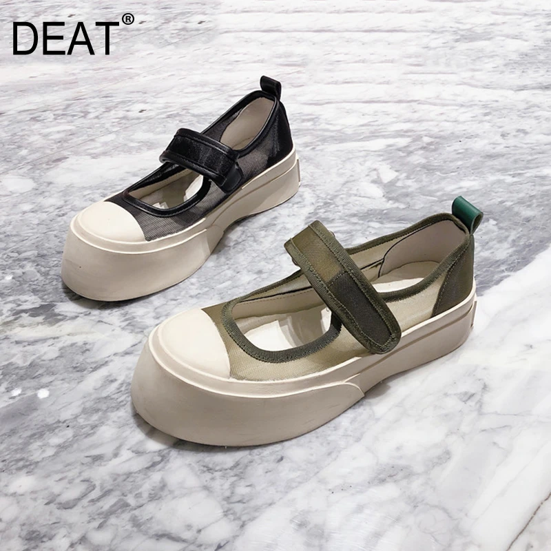 [DEAT] 2020 г. Туфли с круглым носком на толстой подошве из искусственной кожи пу